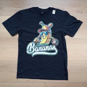 Let's Go Bananas - Funny Baseball Player -  New Medium Black T-Shirt